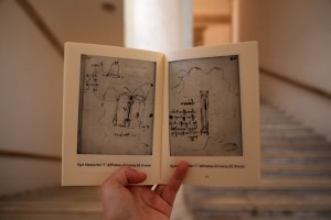 In addition to drawing the stairs, pictured on the left page, Da Vinci also had an eye for the architectural details such as the Palace’s pillars, on the right.  