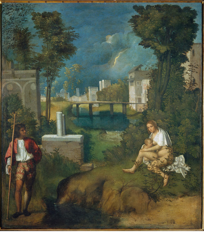 The Tempest by Giorgione (1506-1508.) The painting was originally commissioned by Venetian nobility and is now exhibited in the Gallerie dell'Accademia. Source: Diana Ziliotto