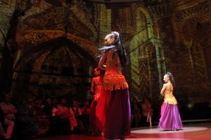 Dancers at Hoca Paşa perform during the Rhythm of the Dance show. Rhythm of the Dance celebrates both Turkish folk dances and belly dancing, by groups and soloists.