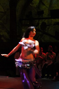 Another female belly dancer performs a solo for the audience at Hoca Paşa.