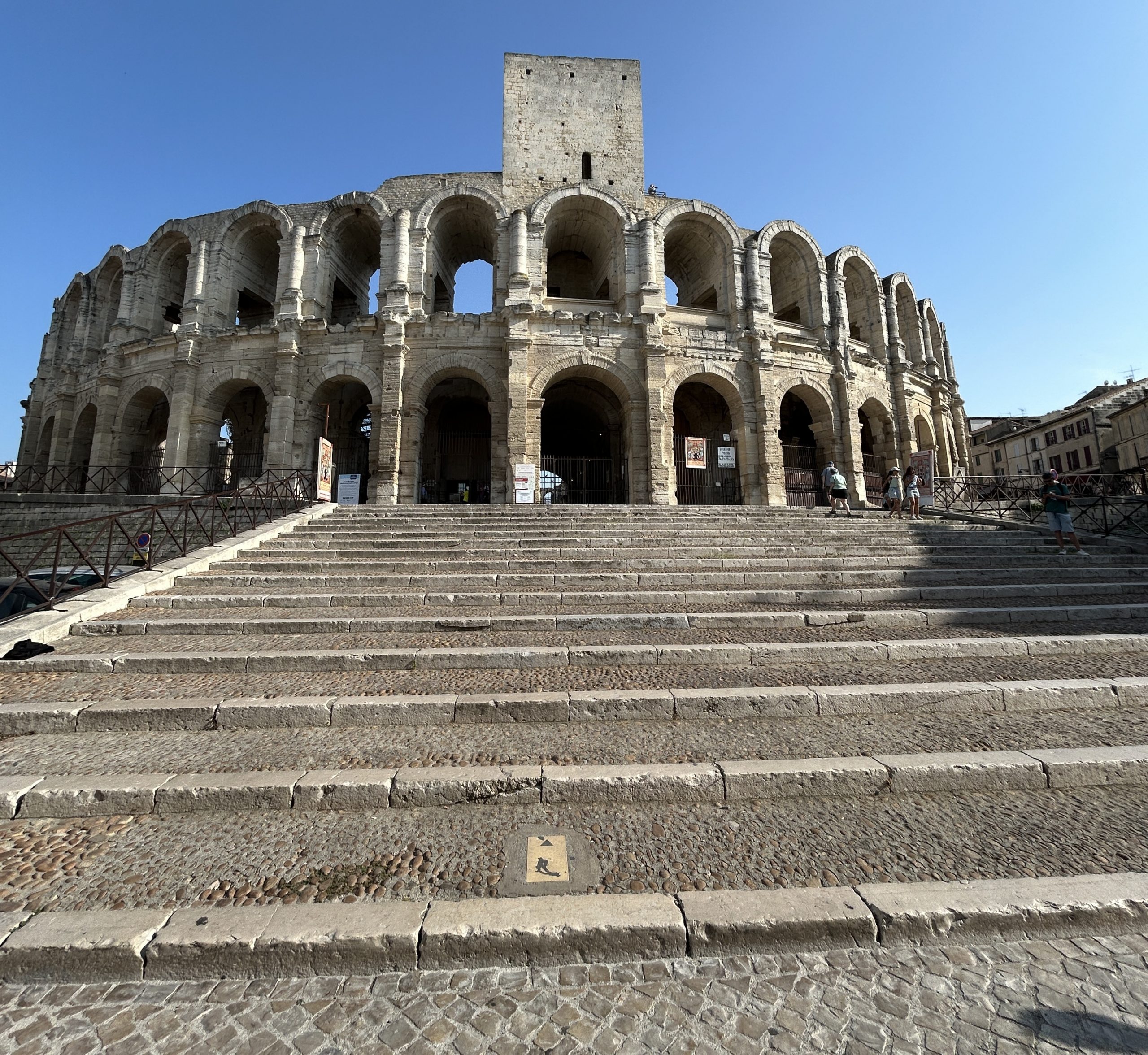The Ancient Roman Arles Amphitheater has many steps that make it inaccessible.