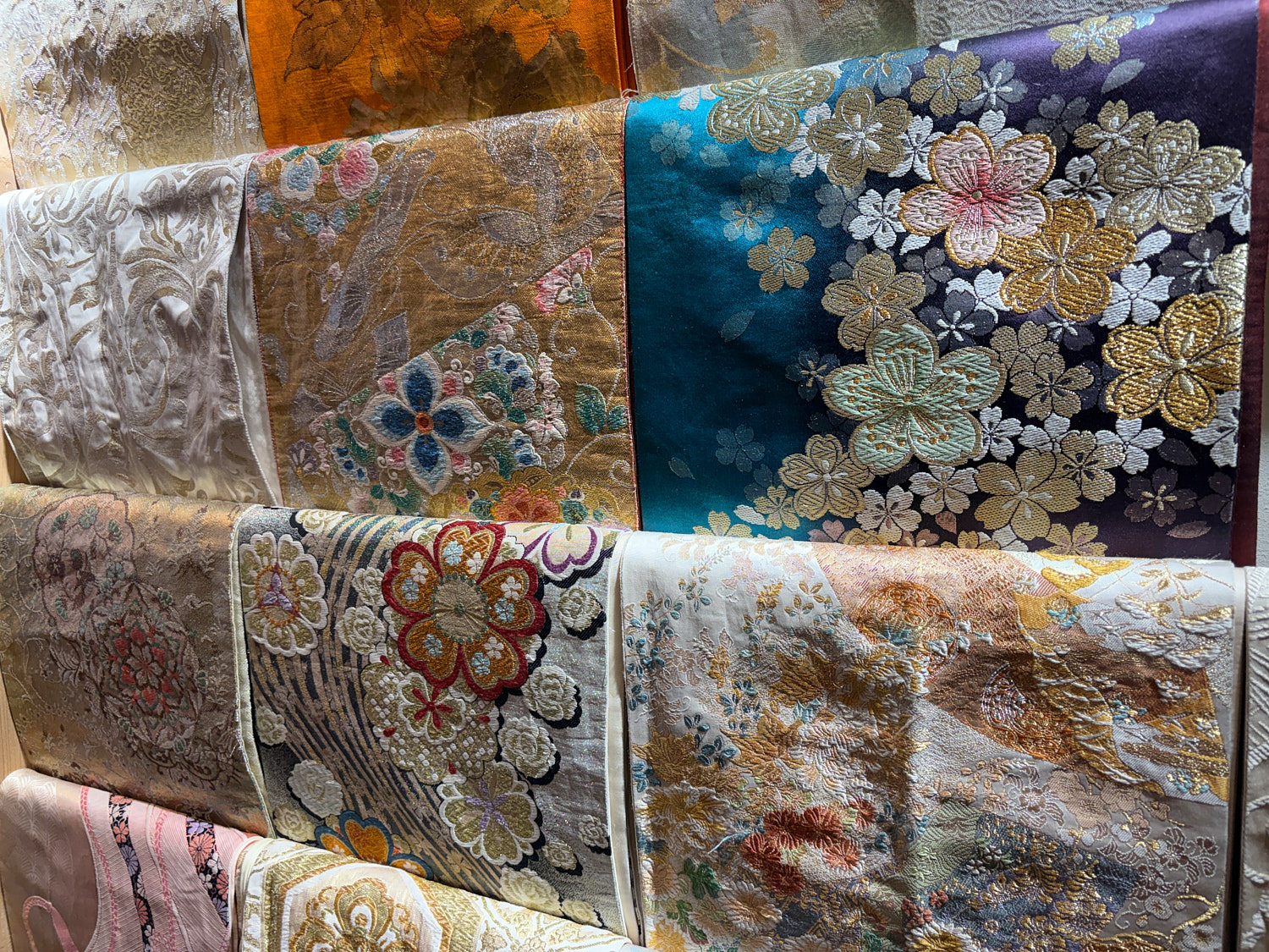 A rack displays colorful obis.